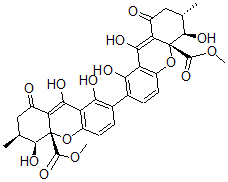 CAS#: 60687-07-2， (3S,3'S,4S,4'R,4aR,4'aR)-2,2',3,3',4,4',9,9'-Octahydro-1,1',4,4',8,8'-Hexahydroxy-3,3'-Dimethyl-9,9'-Dioxo-7,7'-Bi(4aH-Xanthene)-4a,4'alpha-Dicarboxylic Acid Dimethyl Ester