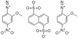 structure of CAS# 61925-55-1, Fast Red B Salt, 1,5-Naphthalenedisulfonate;2-Methoxy-4-Nitro-Benzenediazonium;Naphthalene-1,5-Disulfonate;2-Methoxy-4-Nitrobenzenediazonium Naphthalene-1,5-Disulphonate (2:1);Benzenediazonium, 2-Methoxy-4-Nitro-, 1,5-Naphthalenedisulfonate (2:1)