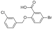 structure of CAS# 62176-35-6, 5-Bromo-2-[(3-Chlorobenzyl)Oxy]Benzoic Acid;5-Bromo-2-(3-Chlorobenzyl)Oxy-Benzoic Acid;Nsc292935