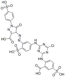 CAS#: 62223-58-9， 4-[[5-[[4-[(2-Carboxy-4-Sulphophenyl)Amino]-6-Chloro-1,3,5-Triazin-2-Yl]Amino]-2-Sulphophenyl]Azo]-4,5-Dihydro-5-Oxo-1-(4-Sulphophenyl)-1H-Pyrazole-3-Carboxylic Acid