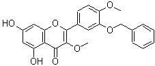 structure of CAS# 62507-01-1, 2-[3-(Benzyloxy)-4-Methoxyphenyl]-5,7-Dihydroxy-3-Methoxy-4H-Chromen-4-One;2-(3-Benz<wbr>yloxy-4-m<wbr>ethoxy-ph<wbr>enyl)-5,7<wbr>-dihydrox<wbr>y-3-metho<wbr>xy-chrome<wbr>n-4-one;3-BENZYLOXY-5,7-DIHYDROXY-3,4-DIMETHOXYFLAVONE