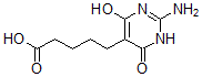 structure of CAS# 62782-57-4, 5-(2-Amino-4-hydroxy-6-oxo-1H-pyrimidin-5-yl)pentanoic acid;5-(2-Amino-4-Hydroxy-6-Keto-1H-Pyrimidin-5-Yl)Valeric Acid;9777 Vufb;Damvar