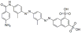 CAS#: 63216-82-0， 7-[[4-[[4-[(4-Aminobenzoyl)Amino]-2-Methylphenyl]Azo]-2-Methylphenyl]Azo]-1,3-Naphthalenedisulfonic Acid