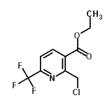 structure of CAS# 636588-26-6, Ethyl 2-(chloromethyl)-6-(trifluoromethyl)nicotinate;2-(Chloro<wbr>methyl)-6<wbr>-(trifluo<wbr>romethyl)<wbr>pyridine-<wbr>3-carboxy<wbr>lic acid <wbr>ethyl est<wbr>er;2-Chloromethyl-6-trifluoromethyl-nicotinic acid ethyl ester;Ethyl 2-(<wbr>chloromet<wbr>hyl)-6-(t<wbr>rifluorom<wbr>ethyl)pyr<wbr>idine-3-c<wbr>arboxylate
