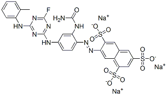 CAS#: 63817-39-0， Trisodium 7-[[2-[(Aminocarbonyl)Amino]-4-[[4-Fluoro-6-[(2-Methylphenyl)Amino]-1,3,5-Triazin-2-Yl]Amino]Phenyl]Azo]Naphthalene-1,3,6-Trisulphonate