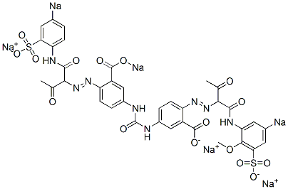 CAS 登录号：6391-32-8， 5,5'-(羰基二亚胺)-2-((1-((2-甲氧基-5-磺基苯基)氨基)-1,3-二氧代-2-丁基)偶氮)-2'-((1'-((4'-磺基苯基)氨基)-1',3'-二氧代-2'-丁基)偶氮)二(苯甲酸)四钠盐