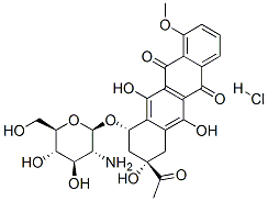 CAS#: 64397-29-1， (8S-cis)-8-Acetyl-10-((2-Amino-2-Deoxy-beta-D-Glucopyranosyl)Oxy)-7,8,9,10-Tetrahydro-6,8,11-Trihydroxy -1-Methoxy-5,12-Naphthacenedione Hydrochloride