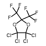 structure of CAS# 64499-81-6, 4,4,5,5-Tetrachloro-2,2-bis(trifluoromethyl)-1,3-dioxolane;2,2-Bis(trifluoromethyl)tetrachloro-1,3-dioxolane;2,2-Bis(trifluoromethyl)tetrachloro-1,3-dioxolane, >97%;MFCD16619610