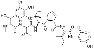 structure of CAS# 64925-80-0, Phomopsin A;2-[15-Butan-2-Ylidene-9-[(3-Chloro-4,5-Dihydroxyphenyl)-Hydroxymethyl]-3-(2-Hydroxybutan-2-Yl)-10-Methyl-2,5,8,11,14,17-Hexaoxo-6-Prop-1-En-2-Yl-1,4,7,10,13,16-Hexazabicyclo[16.3.0]Henicos-19-En-12-Ylidene]Acetic Acid;2-[9-[(3-Chloro-4,5-Dihydroxy-Phenyl)-Hydroxy-Methyl]-3-(1-Hydroxy-1-Methyl-Propyl)-6-Isopropenyl-10-Methyl-15-(1-Methylpropylidene)-2,5,8,11,14,17-Hexaoxo-1,4,7,10,13,16-Hexazabicyclo[16.3.0]Henicos-19-En-12-Ylidene]Acetic Acid;(2Z)-2-[(15Z)-9-[(3-Chloro-4,5-Dihydroxy-Phenyl)-Hydroxy-Methyl]-3-(1-Hydroxy-1-Methyl-Propyl)-6-Isopropenyl-10-Methyl-15-(1-Methylpropylidene)-2,5,8,11,14,17-Hexaoxo-1,4,7,10,13,16-Hexazabicyclo[16.3.0]Henicos-19-En-12-Ylidene]Acetic Acid