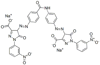 CAS 登录号：65104-25-8， 4-((4-((4-((3-羧基-4,5-二氢-1-(3-硝基苯基)-5-氧代-1H-吡唑-4-基)偶氮)苯甲酰基)氨基)苯基)偶氮)-4,5-二氢-1-(3-硝基苯基)-5-氧代-1H-吡唑-3-羧酸二钠盐
