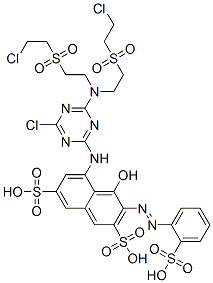 CAS#: 65180-72-5， 5-[[4-[Bis[2-[(2-Chloroethyl)Sulfonyl]Ethyl]Amino]-6-Chloro-1,3,5-Triazin-2-Yl]Amino]-4-Hydroxy-3-[(2-Sulfophenyl)Azo]-2,7-Naphthalenedisulfonic Acid