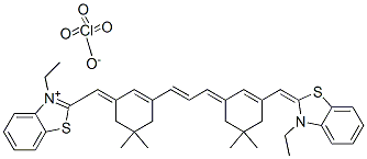 CAS#: 65767-27-3， 3-Ethyl-2-[[3-[3-[3-[(3-Ethyl-3H-Benzothiazol-2-Ylidene)Methyl]-5,5-Dimethylcyclohex-2-En-1-Ylidene]Prop-1-Enyl]-5,5-Dimethylcyclohex-2-En-1-Ylidene]Methyl]Benzothiazolium Perchlorate