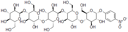 structure of CAS# 66068-38-0, 4-Nitrophenyl alpha-D-maltopentaoside;4-Nitrophenyl-Alpha-D-Penta-(1-&Gt;4-Nitrophenyl Α-D-Maltopentaoside;P-NITROPHENYL A-D-MALTOPENTAOSIDE