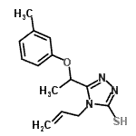 structure of CAS# 667413-68-5, 4-Allyl-5-[1-(3-methylphenoxy)ethyl]-4H-1,2,4-triazole-3-thiol;5-[(3-met<wbr>hylphenox<wbr>y)ethyl]-<wbr>4-prop-2-<wbr>enyl-1,2,<wbr>4-triazol<wbr>e-3-thiol;5-[1-(3-m<wbr>ethylphen<wbr>oxy)ethyl<wbr>]-4-(prop<wbr>-2-en-1-y<wbr>l)-4H-1,2<wbr>,4-triazo<wbr>le-3-thiol;MFCD04054633