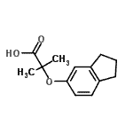 structure of CAS# 667414-05-3, 2-(2,3-Dihydro-1H-inden-5-yloxy)-2-methylpropanoic acid;2-(2,3-Dihydro-1H-inden-5-yloxy)-2-methylpropanoic acid;2-indan-5-yloxy-2-methylpropanoic acid;MFCD03422285