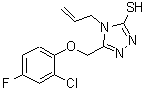 structure of CAS# 667414-13-3, 4-Allyl-5-[(2-chloro-4-fluorophenoxy)methyl]-4H-1,2,4-triazole-3-thiol;5-[(2-chl<wbr>oro-4-flu<wbr>orophenox<wbr>y)methyl]<wbr>-4-(prop-<wbr>2-en-1-yl<wbr>)-4H-1,2,<wbr>4-triazol<wbr>e-3-thiol;5-[(2-chl<wbr>oro-4-flu<wbr>orophenox<wbr>y)methyl]<wbr>-4-prop-2<wbr>-enyl-1,2<wbr>,4-triazo<wbr>le-3-thiol;MFCD04054696
