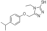 structure of CAS# 667414-47-3, 4-Ethyl-5-[(4-isopropylphenoxy)methyl]-4H-1,2,4-triazole-3-thiol;4-Ethyl-5<wbr>-(4-isopr<wbr>opyl-phen<wbr>oxymethyl<wbr>)-4H-[1,2<wbr>,4]triazo<wbr>le-3-thiol;4-ethyl-5<wbr>-{[4-(met<wbr>hylethyl)<wbr>phenoxy]m<wbr>ethyl}-1,<wbr>2,4-triaz<wbr>ole-3-thi<wbr>ol;4-ethyl-5<wbr>-{[4-(pro<wbr>pan-2-yl)<wbr>phenoxy]m<wbr>ethyl}-4H<wbr>-1,2,4-tr<wbr>iazole-3-<wbr>thiol