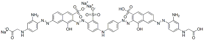 CAS#: 67846-57-5， N-[3-Amino-4-[[7-[[4-[[4-[[7-[[2-Amino-4-[(Carboxymethyl)Amino]Phenyl]Azo]-1-Hydroxy-3-Sulfo-2-Naphthalenyl]Azo]Phenyl]Amino]-2-Sulfophenyl]Azo]-8-Hydroxy-6-Sulfo-2-Naphthalenyl]Azo]Phenyl]-Glycine Trisodium Salt