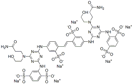 CAS#: 67906-33-6， Hexasodium 2,2'-[Vinylenebis[(3-Sulphonato-4,1-Phenylene)Imino[6-[(3-Amino-3-Oxopropyl)(2-Hydroxyethyl)Amino]-1,3,5-Triazine-4,2-Diyl]Imino]]Bis(Benzene-1,4-Disulphonate)