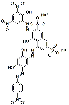 CAS#: 68155-63-5， Disodium 5-[[2,4-Dihydroxy-5-[(4-Nitrophenyl)Azo]Phenyl]Azo]-4-Hydroxy-3-[(2-Hydroxy-3,5-Dinitrophenyl)Azo]Naphthalene-2,7-Disulphonate