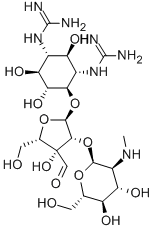 CAS#: 6835-00-3， N,N'-Bis(Aminoiminomethyl)-4-O-[2-O-(2-Deoxy-2-Methylamino-alpha-L-Glucopyranosyl)-3-C-Formyl-alpha-L-Lyxofuranosyl]-D-Streptamine