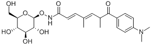 structure of CAS# 68676-88-0, Trichostatin C;(2E,4E,6R)-7-(4-Dimethylaminophenyl)-4,6-Dimethyl-7-Oxo-N-[(2S,3R,4S,5S,6R)-3,4,5-Trihydroxy-6-(Hydroxymethyl)Tetrahydropyran-2-Yl]Oxy-Hepta-2,4-Dienamide;(2E,4E,6R)-7-(4-Dimethylaminophenyl)-4,6-Dimethyl-7-Oxo-N-[[(2S,3R,4S,5S,6R)-3,4,5-Trihydroxy-6-(Hydroxymethyl)-2-Tetrahydropyranyl]Oxy]Hepta-2,4-Dienamide;(2E,4E,6R)-7-(4-Dimethylaminophenyl)-7-Keto-4,6-Dimethyl-N-[(2S,3R,4S,5S,6R)-3,4,5-Trihydroxy-6-Methylol-Tetrahydropyran-2-Yl]Oxy-Hepta-2,4-Dienamide