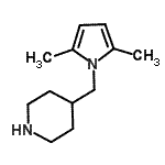 structure of CAS# 690632-77-0, 4-[(2,5-Dimethyl-1H-pyrrol-1-yl)methyl]piperidine;4-[(2,5-Dimethyl-1H-pyrrol-1-yl)methyl]piperidine97%;4-[(2,5-dimethylpyrrolyl)methyl]piperidine;Maybridge2_000298