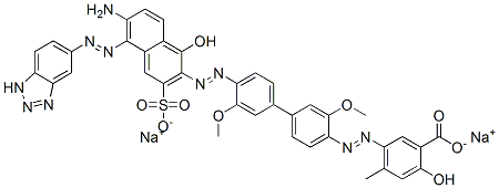 CAS#: 70210-28-5， 5-[[4'-[[6-Amino-5-(1H-Benzotriazol-5-Ylazo)-1-Hydroxy-3-Sulfo-2-Naphthalenyl ]Azo]-3,3'-Dimethoxy[1,1'-Biphenyl]-4-Yl]Azo]-2-Hydroxy-4-Methyl-Benzoic Acid Disodium Salt