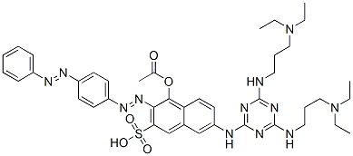CAS#: 71032-95-6， 7-[[4,6-Bis[[3-(Diethylamino)Propyl]Amino]-1,3,5-Triazin-2-Yl]Amino]-4-Hydroxy-3-[[p-(Phenylazo)Phenyl]Azo]Naphthalene-2-Sulphonic Acid Monoacetate