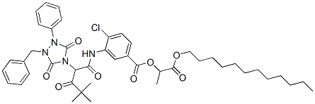 CAS#: 71297-15-9， 3-[2-(1-Benzyl-3,5-Dioxo-2-Phenyl-1,2,4-Triazolidin-4-Yl)-4,4-Dimethyl-3-Oxovalerylamino]-4-Chlorobenzoic Acid 1-Dodecyloxycarbonylethyl Ester
