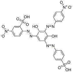 CAS 登录号：72139-03-8， 5-硝基-2-[[(3E,5Z)-5-[(4-硝基苯基)亚肼基]-4,6-二氧代-3-[(4-磺基苯基)亚肼基]-1-环己烯基]偶氮]苯磺酸