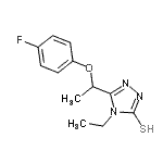 structure of CAS# 725217-84-5, 4-Ethyl-5-[1-(4-fluorophenoxy)ethyl]-4H-1,2,4-triazole-3-thiol;4-ethyl-5-[(4-fluorophenoxy)ethyl]-1,2,4-triazole-3-thiol;4-Ethyl-5<wbr>-[1-(4-fl<wbr>uoropheno<wbr>xy)ethyl]<wbr>-4H-1,2,4<wbr>-triazole<wbr>-3-thiol;MFCD04138269