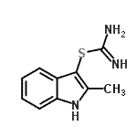 structure of CAS# 72610-15-2, 2-Methyl-1H-indol-3-yl carbamimidothioate;2-(2-Methyl-1H-indol-3-yl)-isothiourea;2-(2-Methyl-1H-indol-3-yl)-isothiourea hydroiodide;BAS 01027225