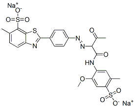 CAS#: 72705-26-1， Disodium 2-[4-[1-[(2-Methoxy-5-Methyl-4-Sulfonatophenyl)Amino]-1,3-Dioxobutan-2-Yl]Diazenylphenyl]-6-Methyl-1,3-Benzothiazole-7-Sulfonate