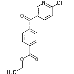 structure of CAS# 727409-20-3, Ethyl 4-[(6-chloro-3-pyridinyl)carbonyl]benzoate;2-chloro-5-(4-ethoxycarbonylbenzoyl)pyridine;BENZOIC A<wbr>CID,4-[(6<wbr>-CHLORO-3<wbr>-PYRIDINY<wbr>L)CARBONY<wbr>L]-, ETHY<wbr>L ESTER