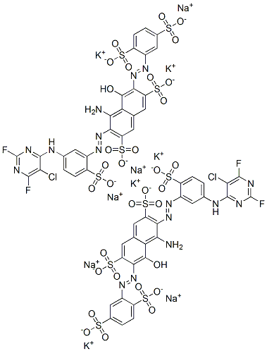 CAS#: 72828-70-7， Dipotassium Trisodium (6Z)-4-Amino-3-[5-[(5-Chloro-2,6-Difluoropyrimidin-4-Yl)Amino]-2-Sulfonatophenyl]Diazenyl-6-[(2,5-Disulfonatophenyl)Hydrazinylidene]-5-Oxonaphthalene-2,7-Disulfonate