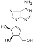 structure of CAS# 72877-50-0, Neplanocin A;(1S,2R,5R)-5-(6-Amino-9-Purinyl)-3-(Hydroxymethyl)Cyclopent-3-Ene-1,2-Diol;(1S,2R,5R)-5-(6-Aminopurin-9-Yl)-3-Methylol-Cyclopent-3-Ene-1,2-Diol;Nsc 316458