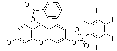 structure of CAS# 728912-45-6, 6'-Hydroxy-3-oxo-3H-spiro[2-benzofuran-1,9'-xanthen]-3'-yl pentafluorobenzenesulfonate;