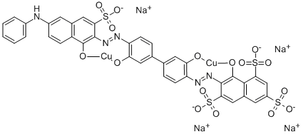 CAS#: 72927-72-1， [M-[7-[2-[3,3'-Di(Hydroxy)-4'-[2-[1-(Hydroxy)-6-(Phenylamino)-3-Sulfo-2-Naphthalenyl]Diazenyl][1,1'-Biphenyl]-4-Yl]Diazenyl1]-8-Hydroxy-1,3,6-Naphthalenetrisulfonato(8-)]]Di-Cuprate(4-) Sodium (1:4)