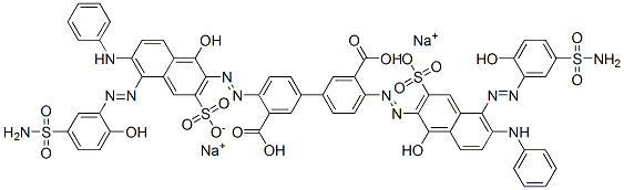 CAS 登录号：72939-54-9， 4,4'-二((5-((5-(氨基磺酰基)-2-羟基苯基)偶氮)-1-羟基-6-(苯基氨基)-3-磺基-2-萘基)偶氮)-(1,1'-联苯)-3,3'-二羧酸二钠盐