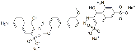 CAS#: 73287-56-6， Trisodium (3Z)-5-Amino-3-[[4-[4-[(2E)-2-(6-Amino-1-Oxo-3-Sulfonatonaphthalen-2-Ylidene)Hydrazinyl]-3-Methoxyphenyl]-2-Methoxyphenyl]Hydrazinylidene]-4-Oxonaphthalene-2,7-Disulfonate