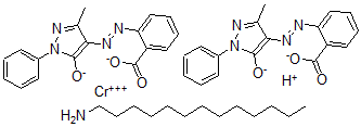 CAS#: 73297-13-9， bis(2-((4,5-dihydro-3-methyl-5-oxo-1-phenyl-1H-pyrazol-4-yl)azo)benzoato(2-))-Chromate hydrogen compd. with 1-tridecanamine 