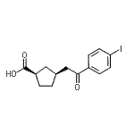 structure of CAS# 733740-44-8, (1R,3S)-3-[2-(4-Iodophenyl)-2-oxoethyl]cyclopentanecarboxylic acid;cis-3-[2-<wbr>(4-iodoph<wbr>enyl)-2-o<wbr>xoethyl]c<wbr>yclopenta<wbr>ne-1-carb<wbr>oxylic ac<wbr>id