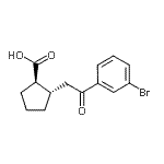 structure of CAS# 733740-61-9, (1R,2S)-2-[2-(3-Bromophenyl)-2-oxoethyl]cyclopentanecarboxylic acid;trans-2-[<wbr>2-(3-brom<wbr>ophenyl)-<wbr>2-oxoethy<wbr>l]cyclope<wbr>ntane-1-c<wbr>arboxylic<wbr> acid