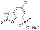 CAS 登录号:7342-34-9, 5-氯-2,3-二氢-2-硫代苯并恶唑-7-磺酸钠