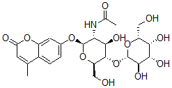 CAS#: 73448-32-5， N-[(2S,3R,4R,5S,6R)-4-Hydroxy-6-(Hydroxymethyl)-2-(4-Methyl-2-Oxochromen-7-Yl)Oxy-5-[(2S,3R,4S,5R,6R)-3,4,5-Trihydroxy-6-(Hydroxymethyl)Oxan-2-Yl]Oxyoxan-3-Yl]Acetamide