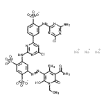 CAS#: 73455-11-5， Trisodium 4-[(4-{3-[(4-amino-6-chloro-1,3,5-triazin-2-yl)amino]-4-sulfonatophenyl}-6-chloro-1,3,5-triazin-2-yl)amino]-6-[(5-carbamoyl-1-ethyl-2-hydroxy-4-methyl-6-oxo-1,6-dihydro-3-pyridinyl)diazenyl] -1,3-benzenedisulfonate