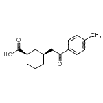 structure of CAS# 735275-07-7, (1R,3S)-3-[2-(4-Methylphenyl)-2-oxoethyl]cyclohexanecarboxylic acid;cis-3-[2-<wbr>(4-methyl<wbr>phenyl)-2<wbr>-oxoethyl<wbr>]cyclohex<wbr>ane-1-car<wbr>boxylic a<wbr>cid