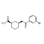 structure of CAS# 735275-14-6, (1R,3S)-3-[2-(3-Bromophenyl)-2-oxoethyl]cyclohexanecarboxylic acid;cis-3-[2-<wbr>(3-bromop<wbr>henyl)-2-<wbr>oxoethyl]<wbr>cyclohexa<wbr>ne-1-carb<wbr>oxylic ac<wbr>id