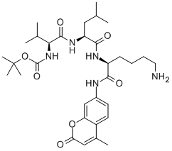 CAS#: 73554-84-4， N-(tert-Butoxycarbonyl)-L-valyl-L-leucyl-N-(4-methyl-2-oxo-2H-1-benzopyran-7-yl)-L-lysinamide